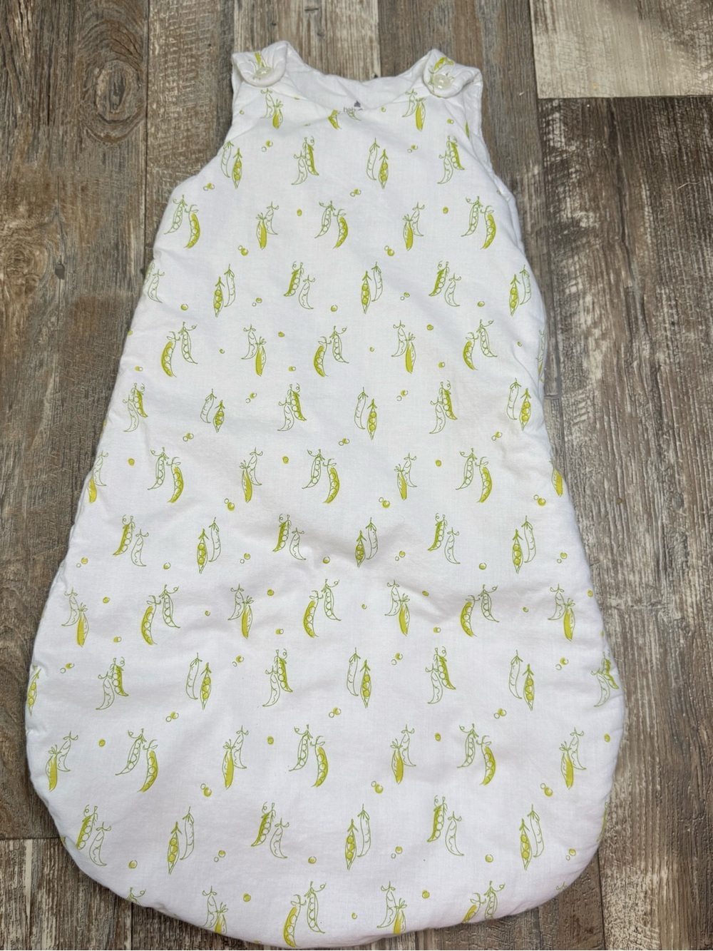GAP Baby White Sleep Sack with Lime Green Pea Pod Print